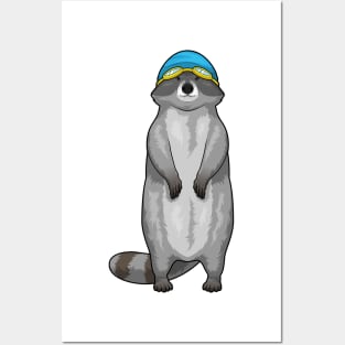 Racoon Swimming Swimming cap Posters and Art